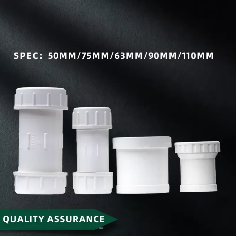 Qlozone Furniture Grade White PVC Smooth Surface Thick Loose Screw Joint Hose Connection Fittings Pipe Expansion Joint