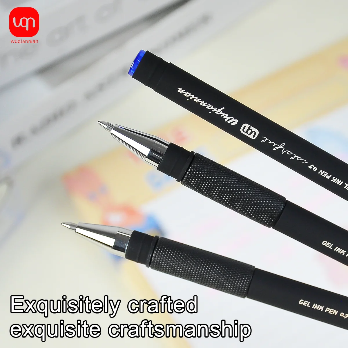 WQN 3/6/12 Bolígrafo negro de 0,7mm, portalápices de plástico, tacto cómodo, escritura suave, bolígrafo de examen de tinta negra
