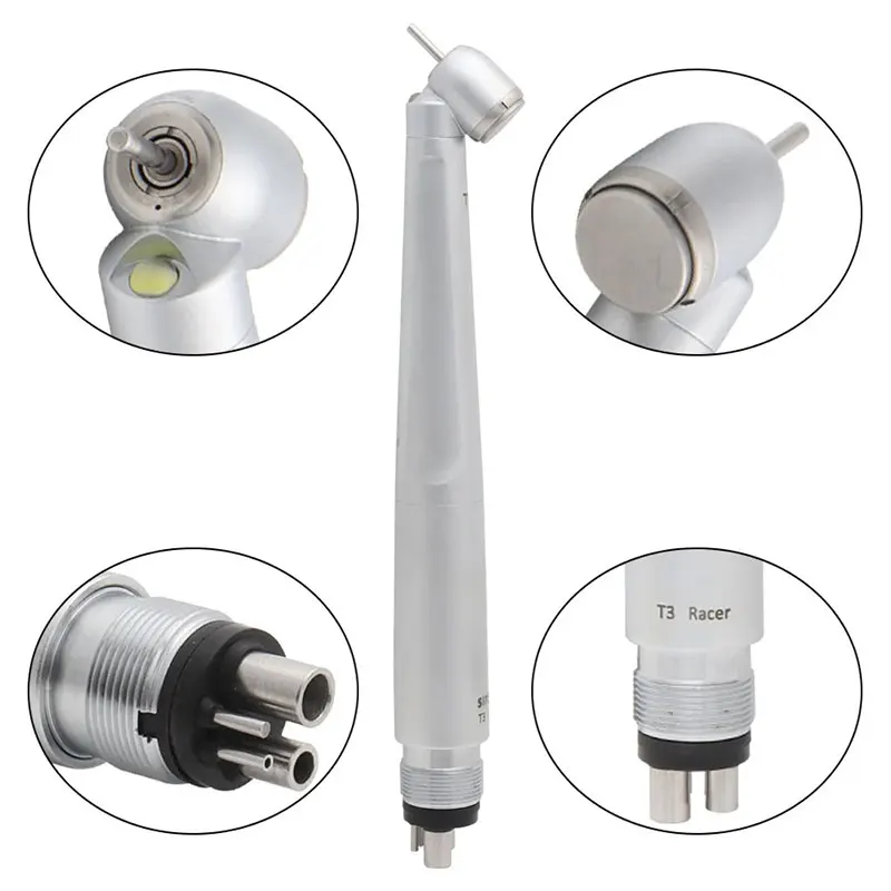 T3 Dental LED High Speed Handpiece Standard Bighead Self-powered Air Turbine E-generator Dental Handpiece 45 Degree 2/4Holes