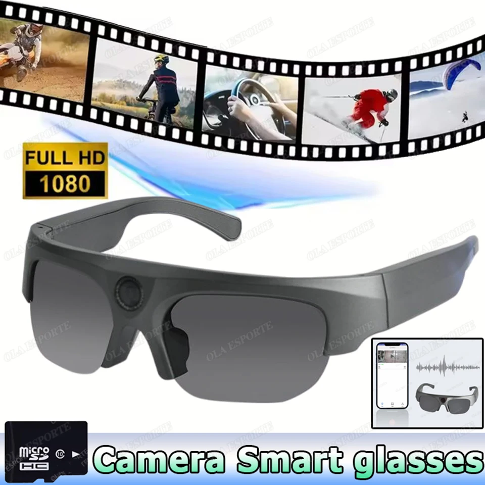 

New 1080P HD Camera Glasses Support 16GB/64GB/128GB TF Card Smart Glasses Camera Video Outdoor Sports Conference Process Driving