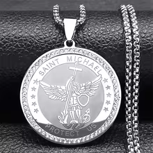 collier archange, médaille archange, collier protection, acier inoxydable,