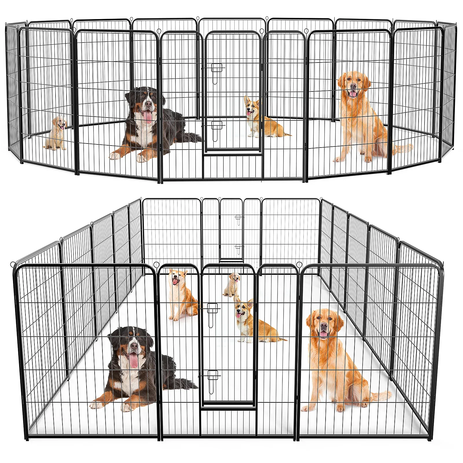 Durable Enclose Metal Dog Playpen Panels Heavy  Dog Pen Cat Fence with Doors Outdoor/Indoor Collapsible Design