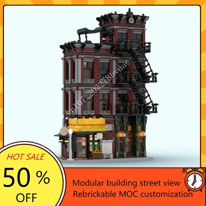 2000PCS Grocery & Vinyl Shop Modular MOC Creative street view Model Custom Puzzles Architecture DIY Education Assembly Toys Gift
