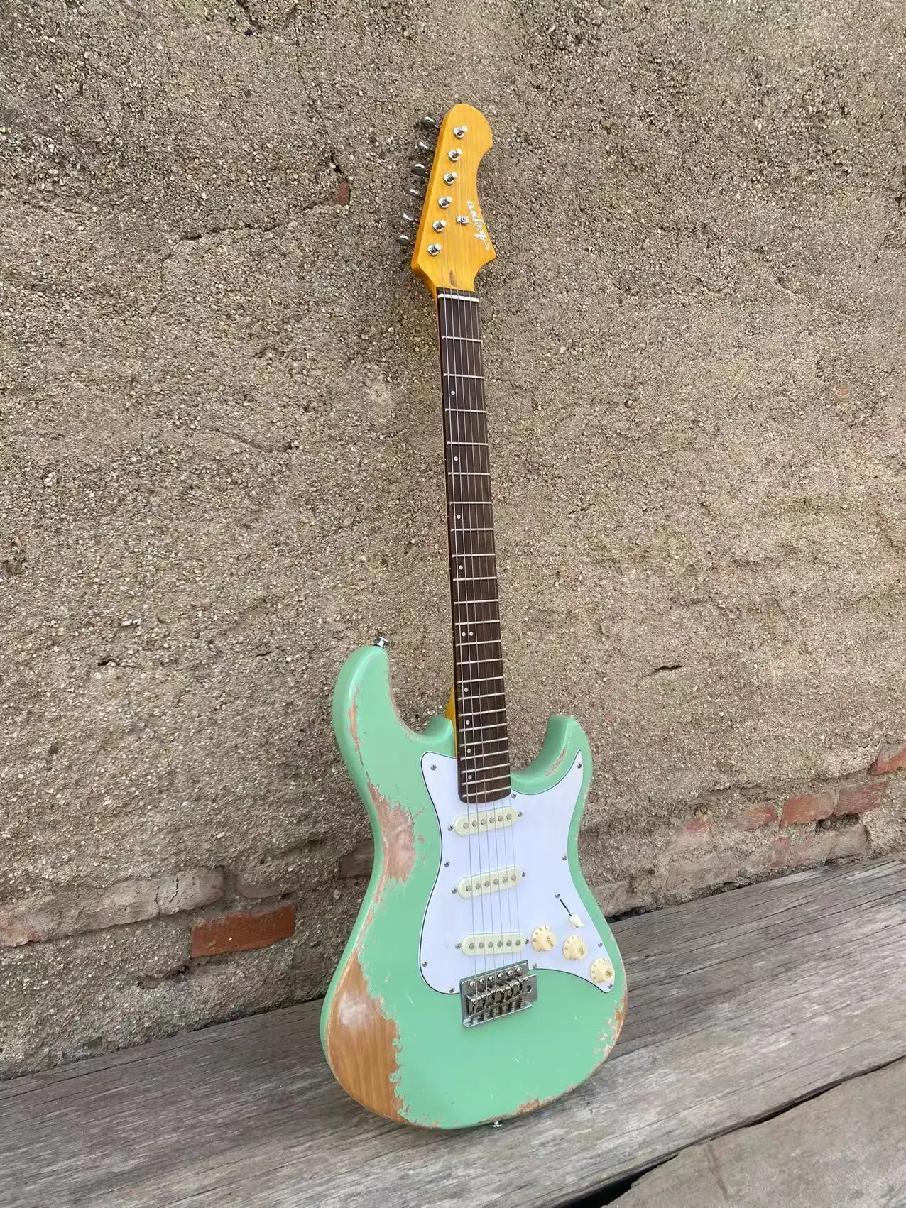 In Stock Acepro Handmade Relic Alder body Electric Guitar Green Color Free Shipping Guitarra