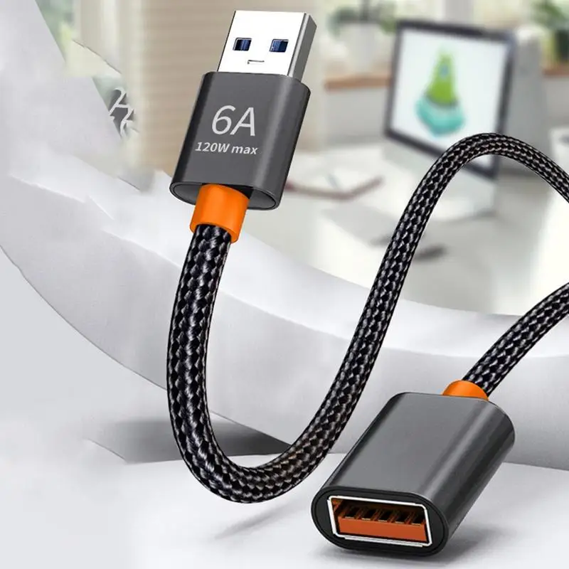 Удлинитель USB 3,0 в нейлоновой оплетке, длинный USB-кабель для быстрой передачи данных, для принтеров мышей, клавиатуры, флеш-накопителей