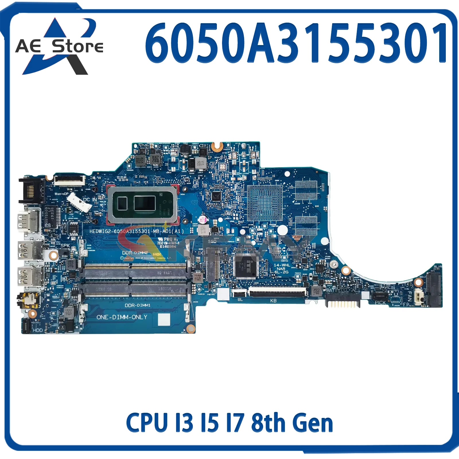 AE 6050A3155301 Mainboard For HP Pavilion 14S-CF 14-CF L38212-601 Laptop Motherboard CPU I3 I5 I7 8th Gen 100% tested work