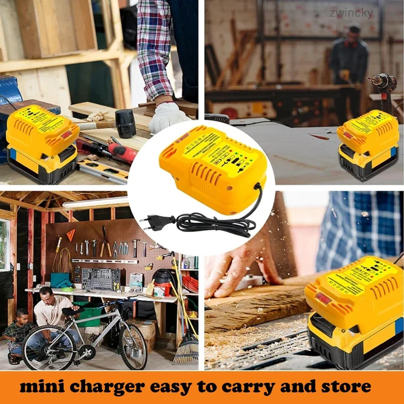 Imagem -06 - Substituição do Carregador de Bateria para Dewalt 18v 20v 60v Dcb200 Dcb609 Dcb105 Bateria Mini Carregador Portátil ue us Plug
