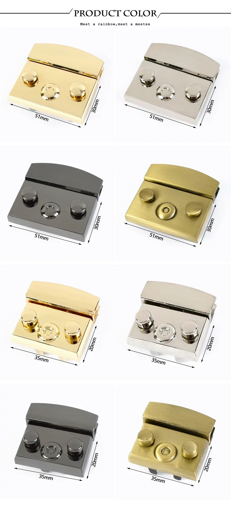 2/3/4/5Pcs Deepeel 50mm/35mm Handbag Lock Replaceable Snaps Clasp Locks Bag Purse Closure Buckles DIY Leather Crafts Accessories
