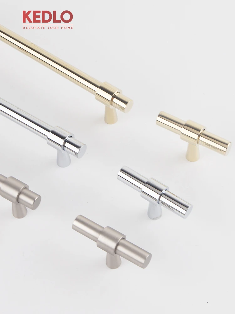 KEDLO Europäischer Stil Luxuriöser Massiver Messinggriff mit Gebürstetem Nickel für Küchenschubladen, Glänzend Silberner Langer Griff – Detail 13