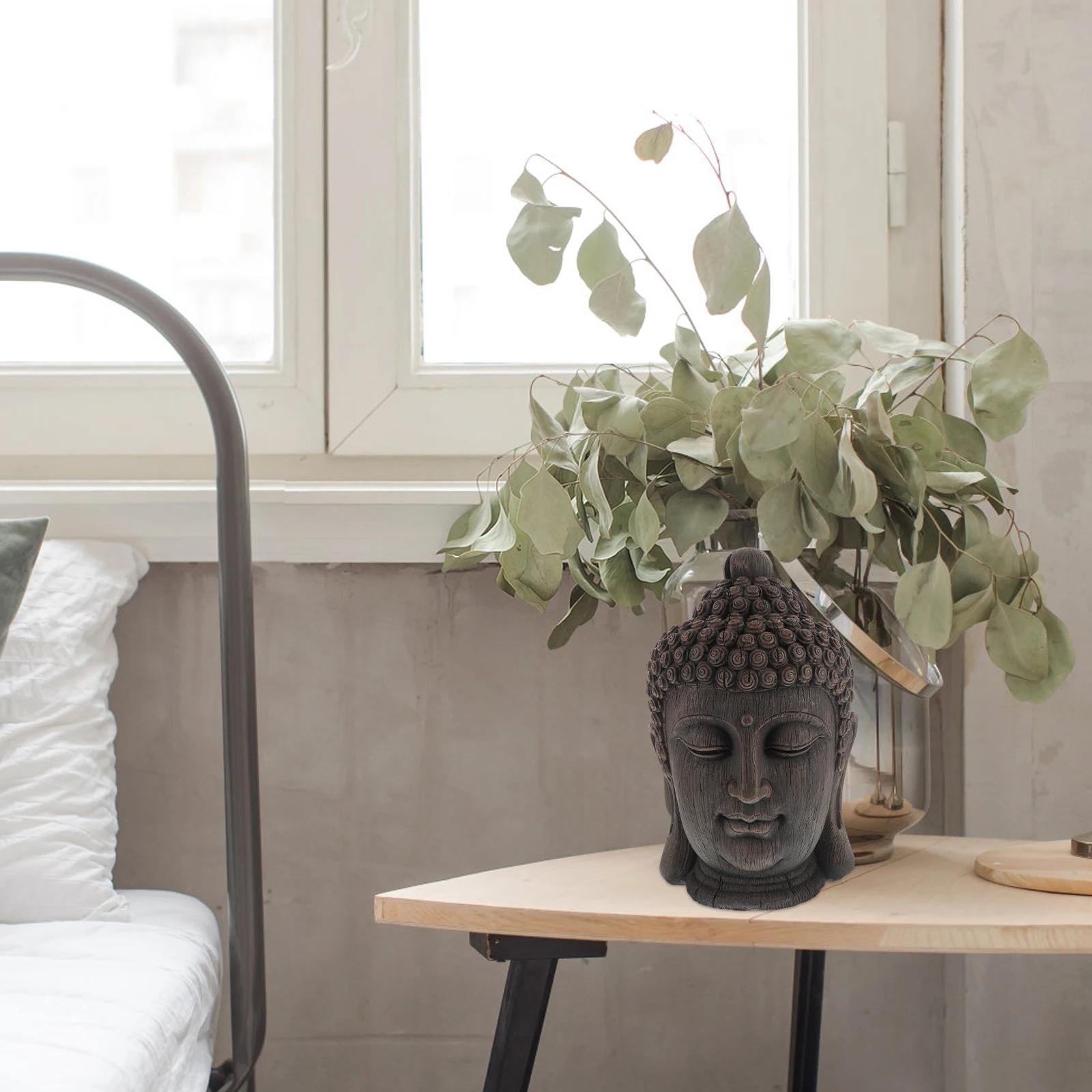 

Resin Southeast Asian Buddha Statue Meditating Head Sculpture Zen Style Living Room Decorative Buddha Ornament