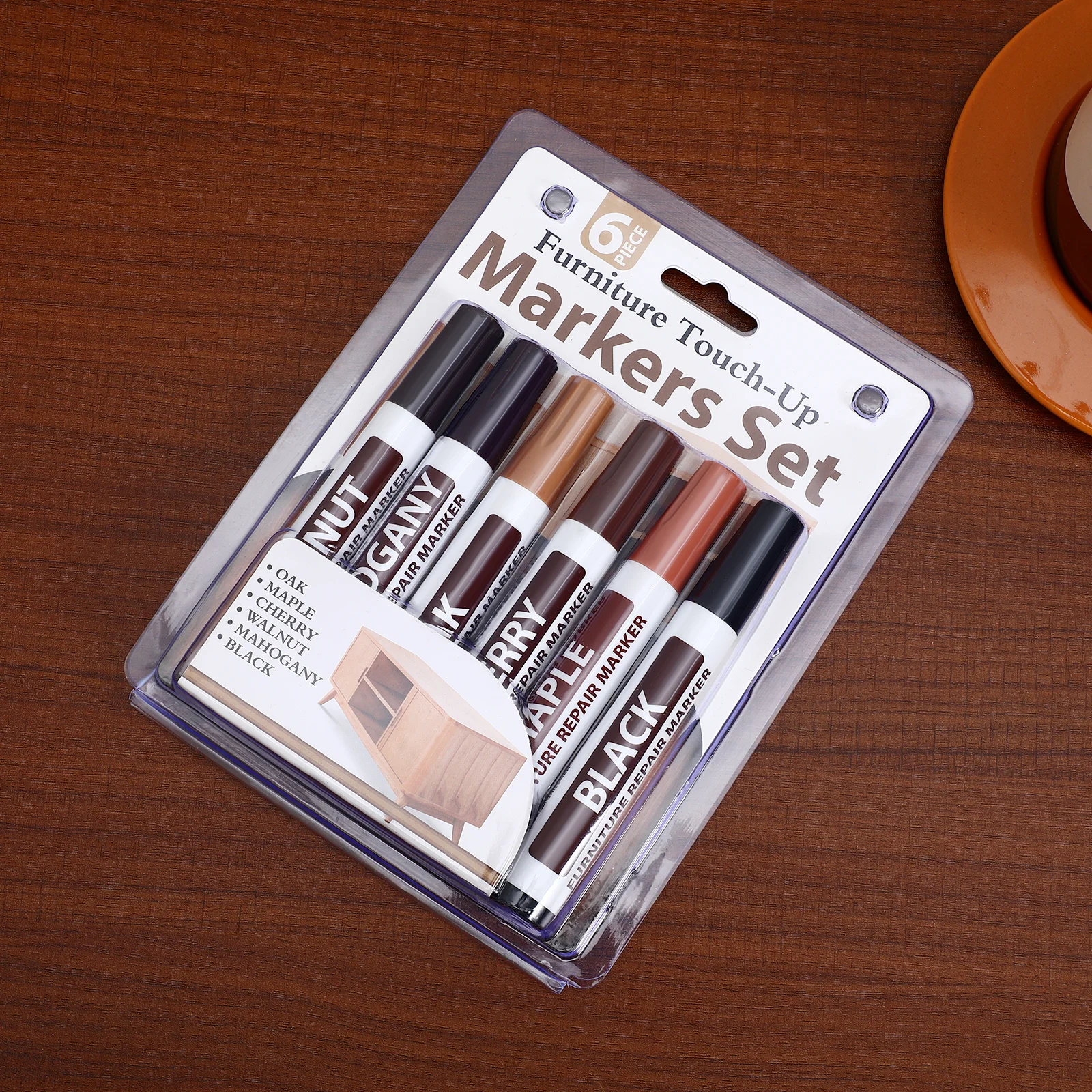 

6Pcs Wooden Furniture Repair Pen with Touch Up Marker Scratch Hide Stain Match Quick Dry No Fade Decorator Sealant