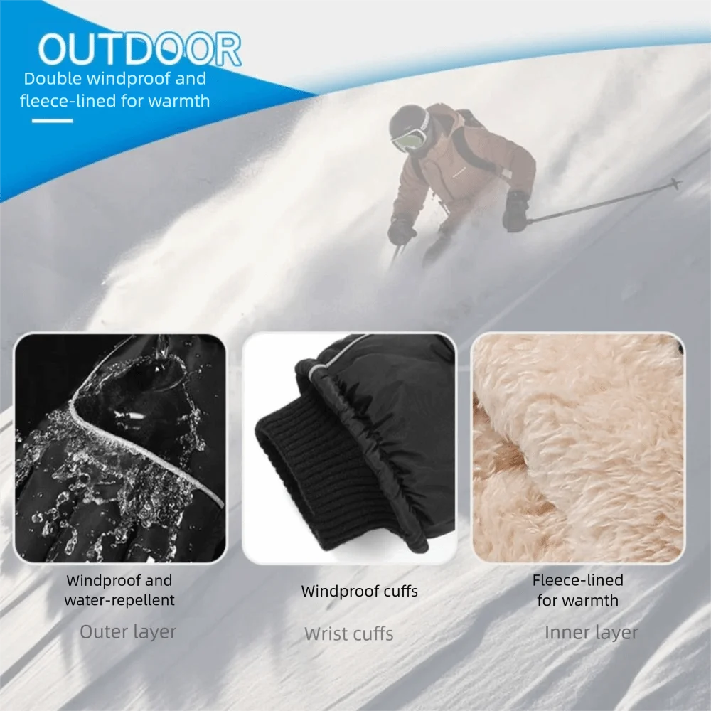 Nouveau Oxford hiver gants chauds écran tactile Pu gants de Ski en plein air imperméable coupe-vent Plus velours épais gants femmes