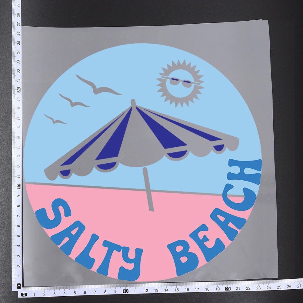 25CM Summer Beach Sunshine Beach Waves Transfer Patches For Clothes Sticker DIY A-Level Washable Shirt Iron-on Thermal Stickers