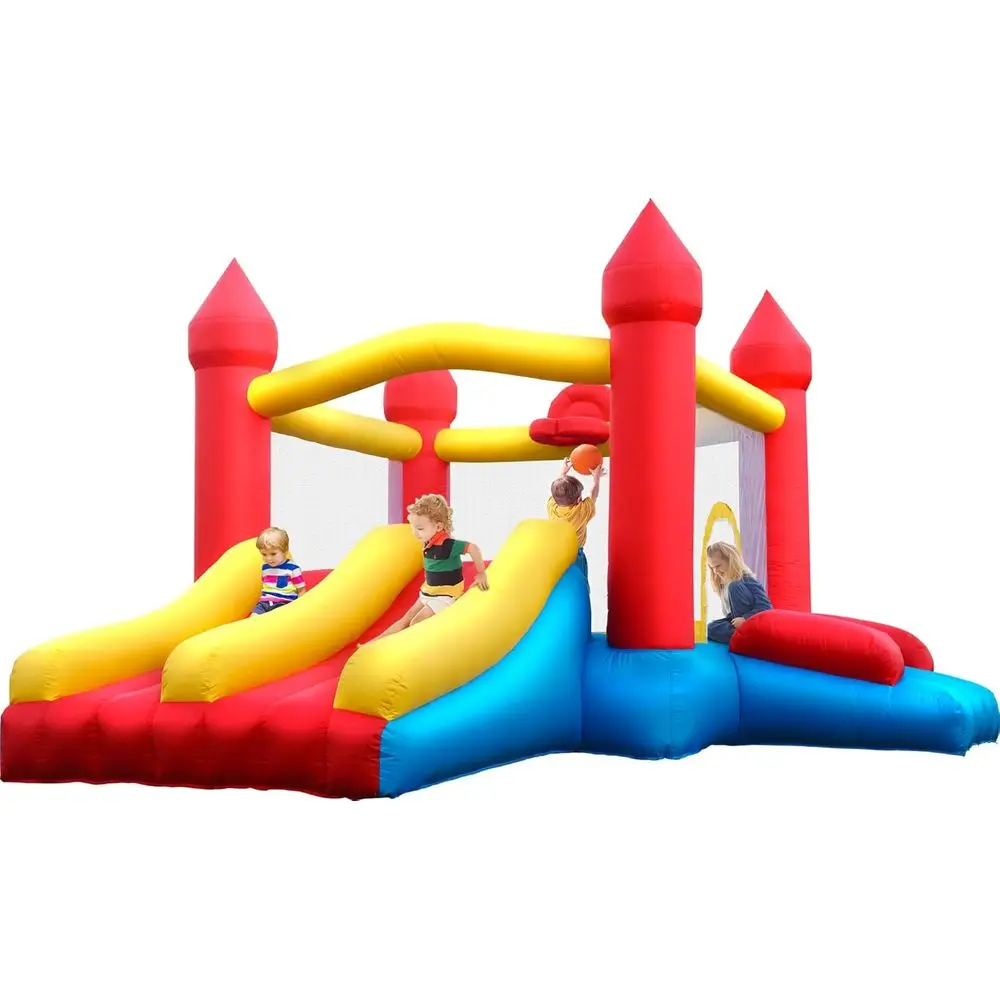 

Надувной батут-замок с двойной горкой и воздуходувкой для детей, для использования в помещении/на улице, для двора, парка и детских праздников