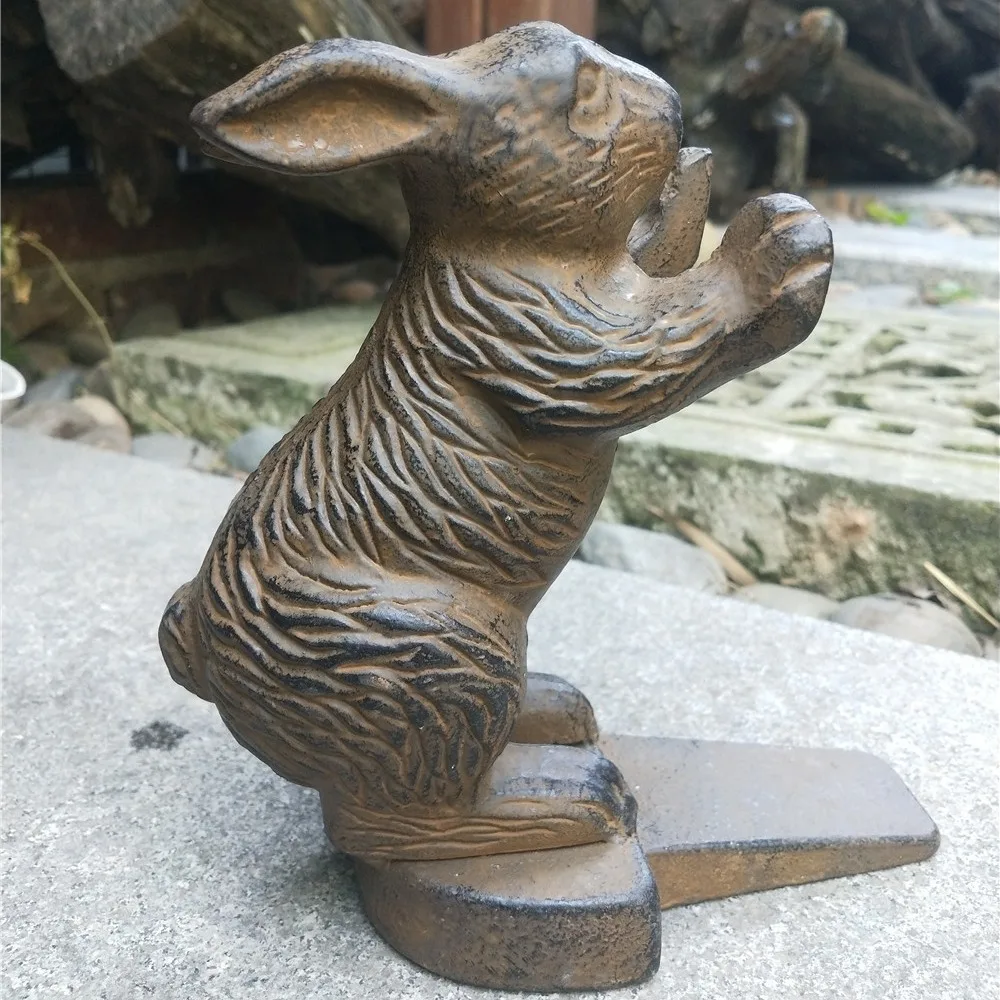 Antique Cast Iron Door Stop - Heavy Duty Rustic Cottage Style, Distressed Vintage Door Stopper for Garden, Entryway & Farmhouse