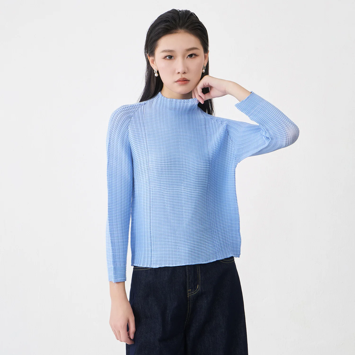 

Miyake плиссированный новый осенне-зимний 2021, потрясающий женский топ, свободный и модный универсальный модный плиссированный топ с длинными рукавами