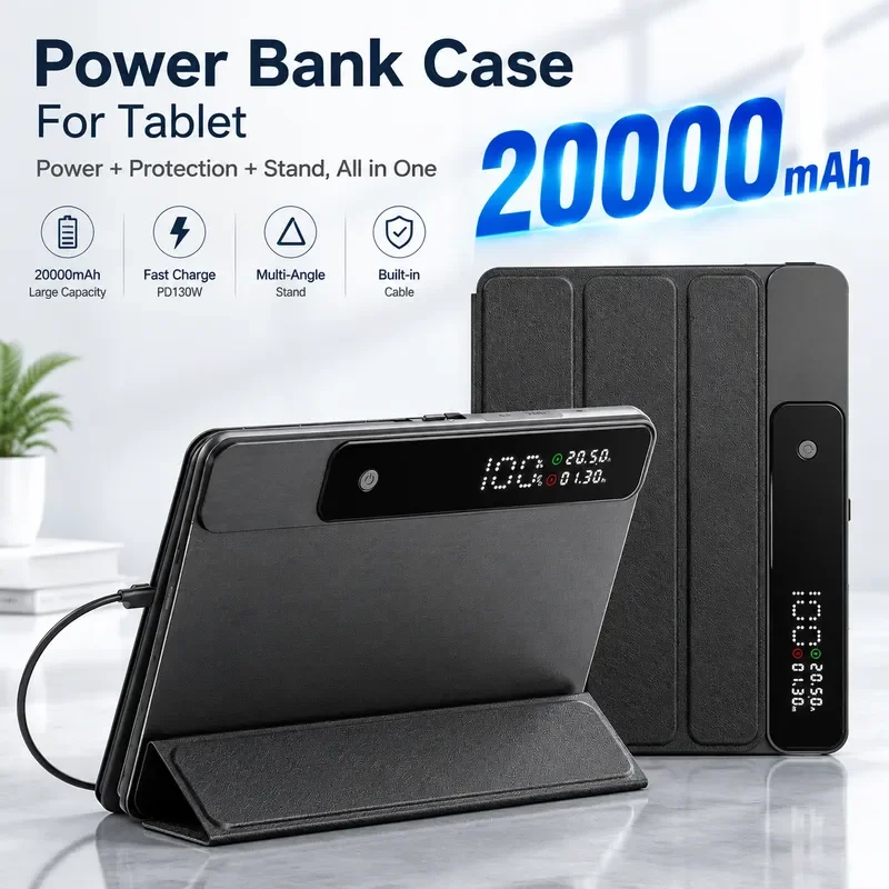 UL CE ROHS Certified 100W Dual Channel Power Bank with Built in Cables Tablet Stand Portable Charger for Notebook Mobile
