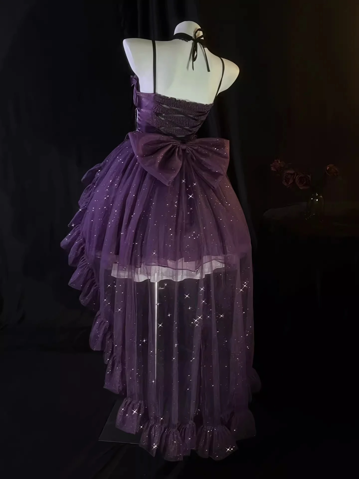 Purple Light Formal Dress Lolita Cute Thin and Glittering Trailing Pettiskirt