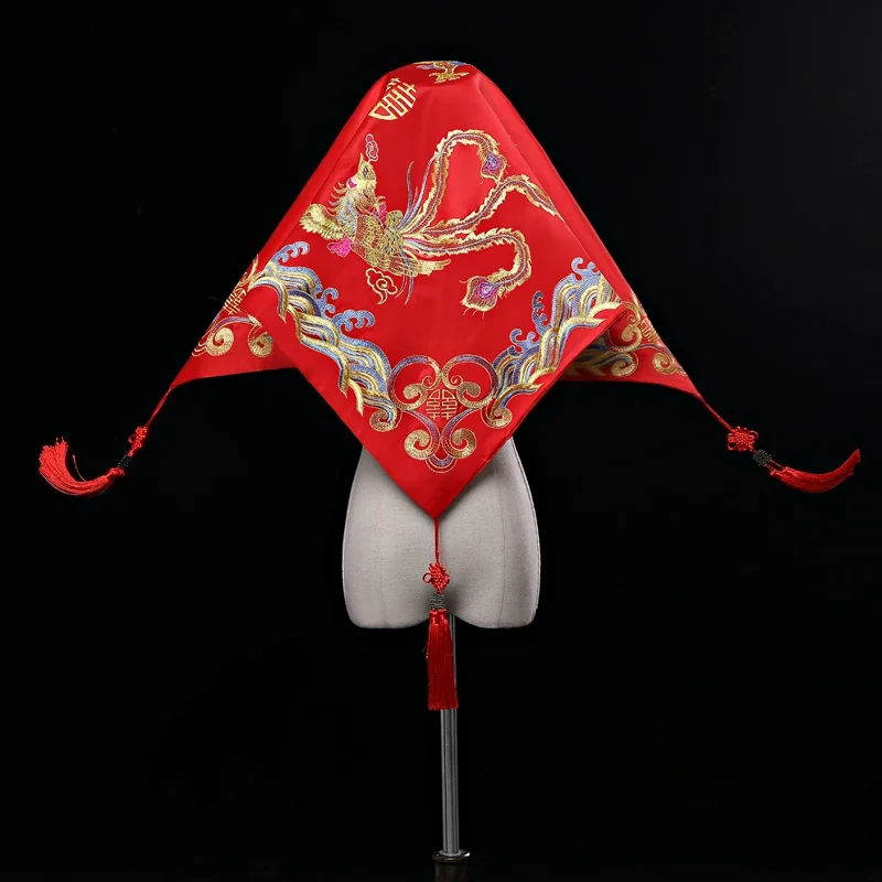 Xiuhe clothing hijab bride red wedding hijab veil cheongsam Chinese ethnic embroidery headscarf red hijab