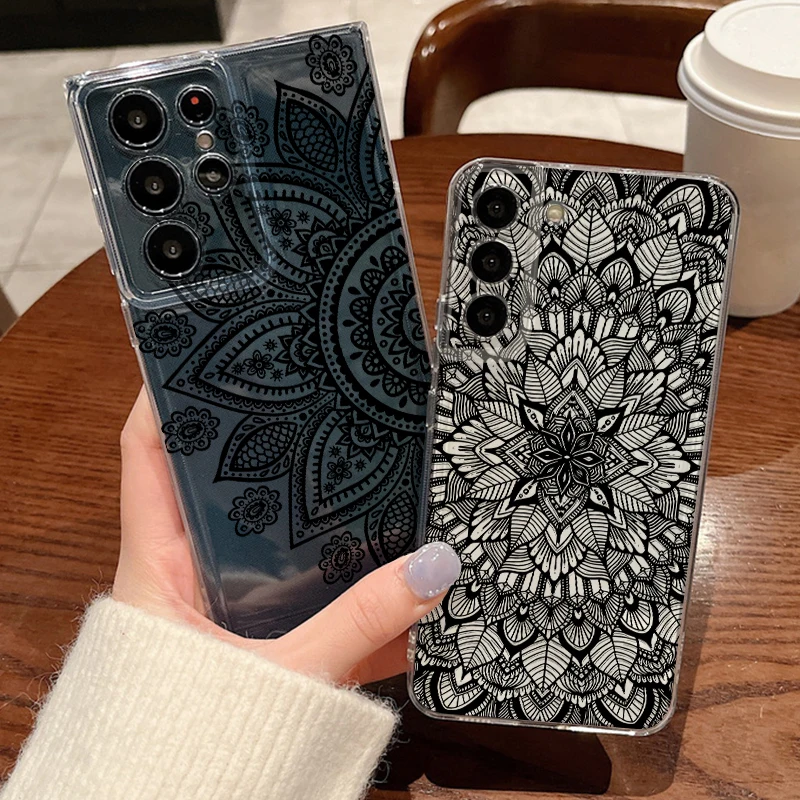 Retro Mandala Flower Case For Samsung S26 S25 Ultra S24 Plus S22 S23 S21 FE A54 A15 A35 A55 A16 A36 A56 A17 A37 A57 5G Cover