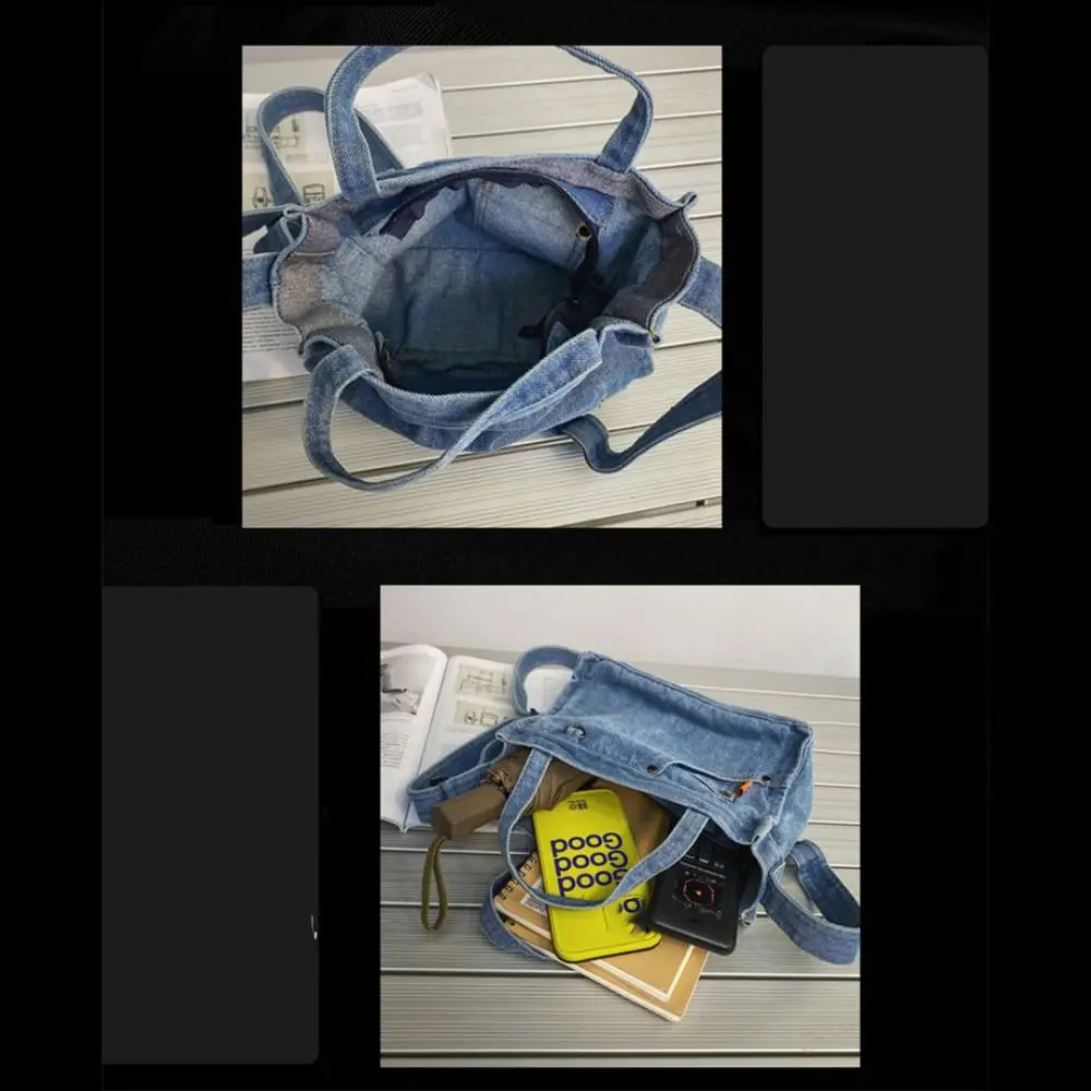 

Повседневная джинсовая сумка-кроссбоди большой вместимости, простая сумка-тоут из холщовой ткани, маленькая квадратная сумка, тканевая сумка через плечо для девочек