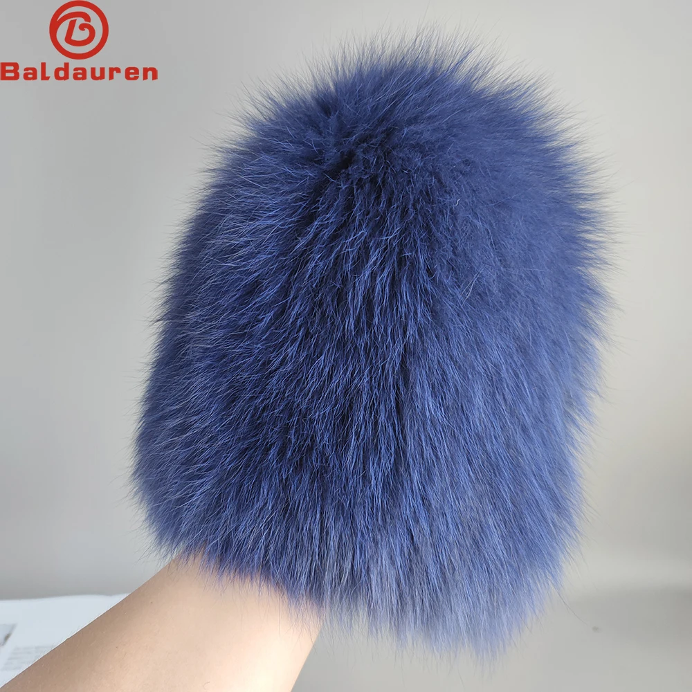 2024 Russia Winter Fur Hat Lady Luxury Real Fox Fur Bomber Hats Knitted Natural Fox Fur Cap Women Warm Elastic Real Fox Fur Caps