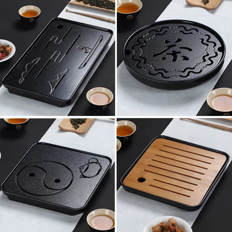 

Rectangular Round Melamine Tea Tray, Japanese Serving Trays, Storage Water Tray, Chinese Tea Set Ceremony Accessories