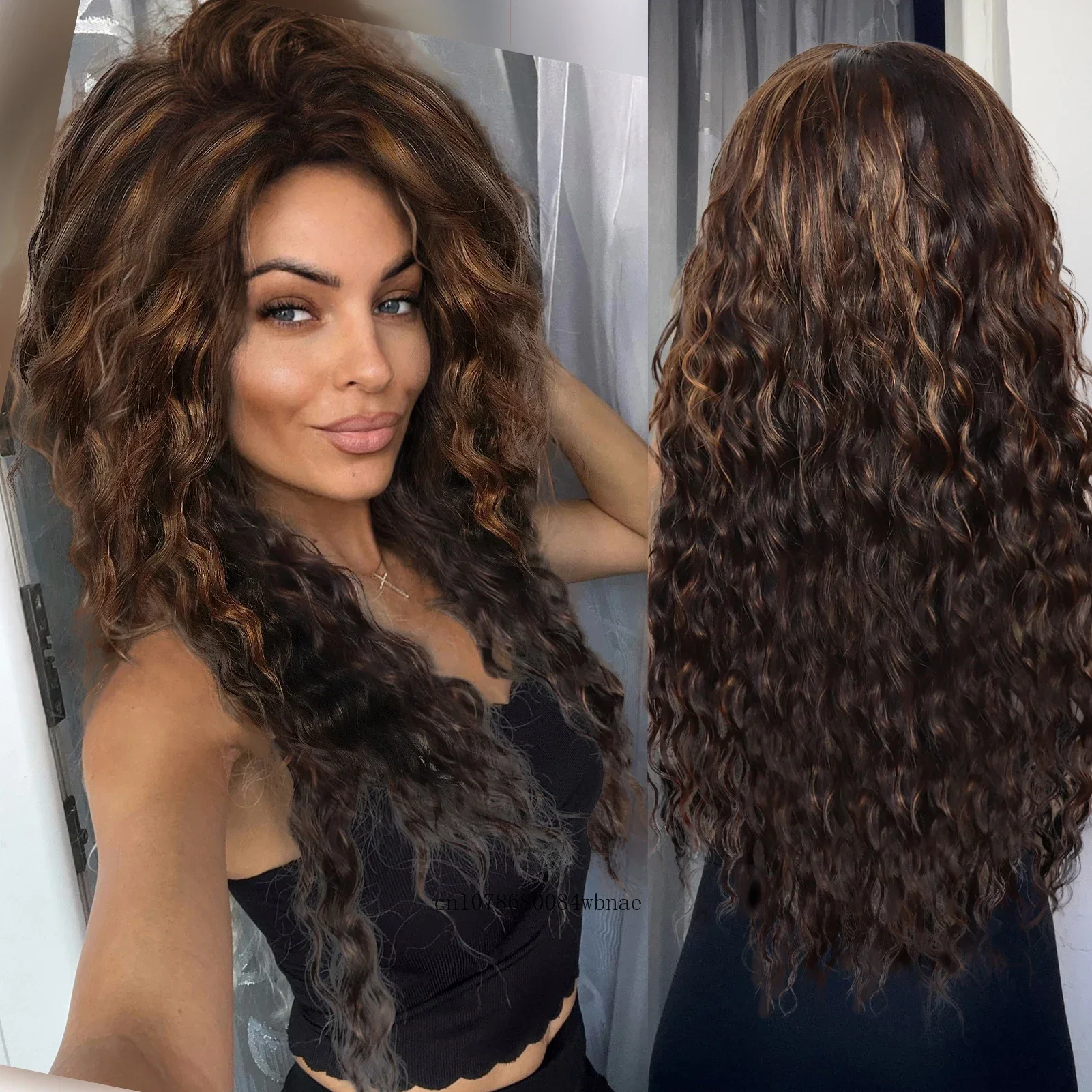 

Synthetic Sexy Wigs for Women Role Play Ombre Brown Layered Long Wavy Curly Wig 80s Halloween Carnival Party Wig Heat Resistant