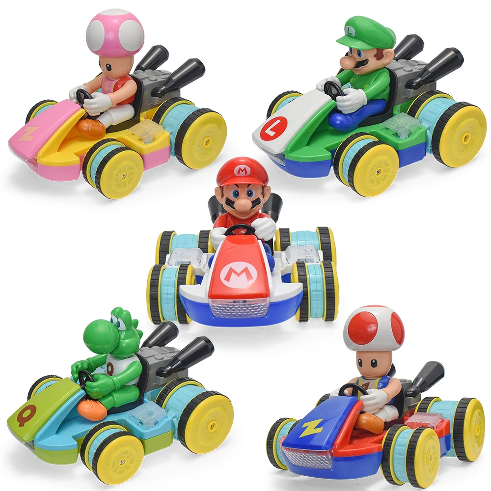 

Super Mario Bros Cart Vehicle Figures Model Toy Mario Luigi Yoshi Toad Remote Control Car Figurine Gift for Kids Birthday Xmas