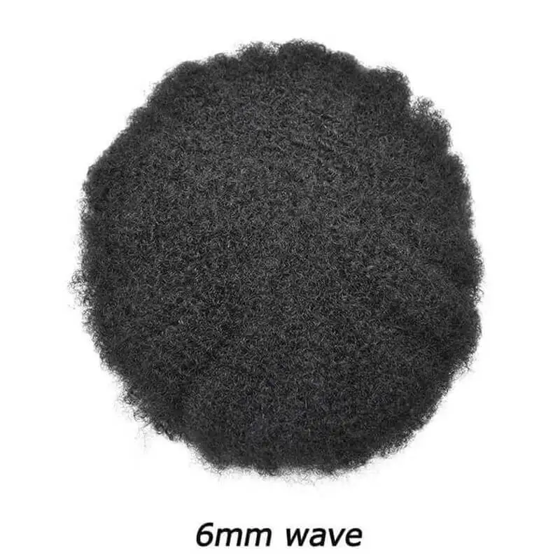 Mono NPU Man Wigs Human Hair Afro Kinky Curly Short Cut Human Hair Wigs Indian Real Human Hair 6inch 8mm Wave Male Toupee Hair