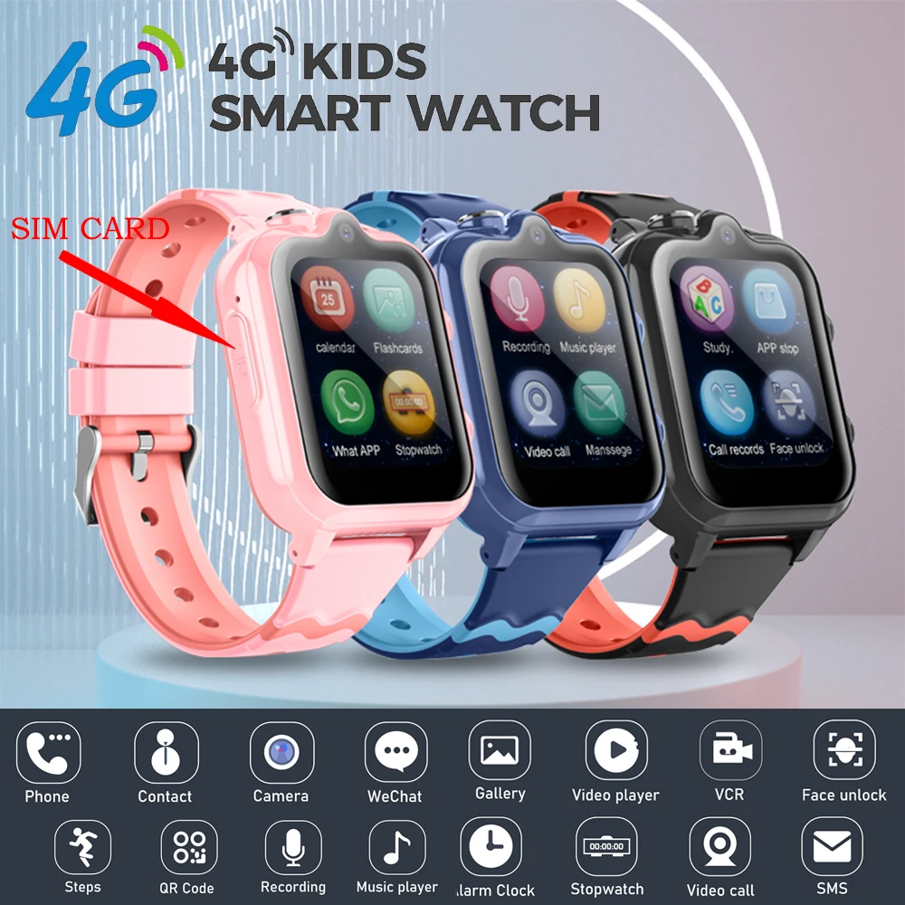 D35 4G Kids Smart Watch Video SIM ROM 8GB Call Phone Watch Monitor GPS SOS Location Monitor  Children Boy Girl Smartwatch Gifts