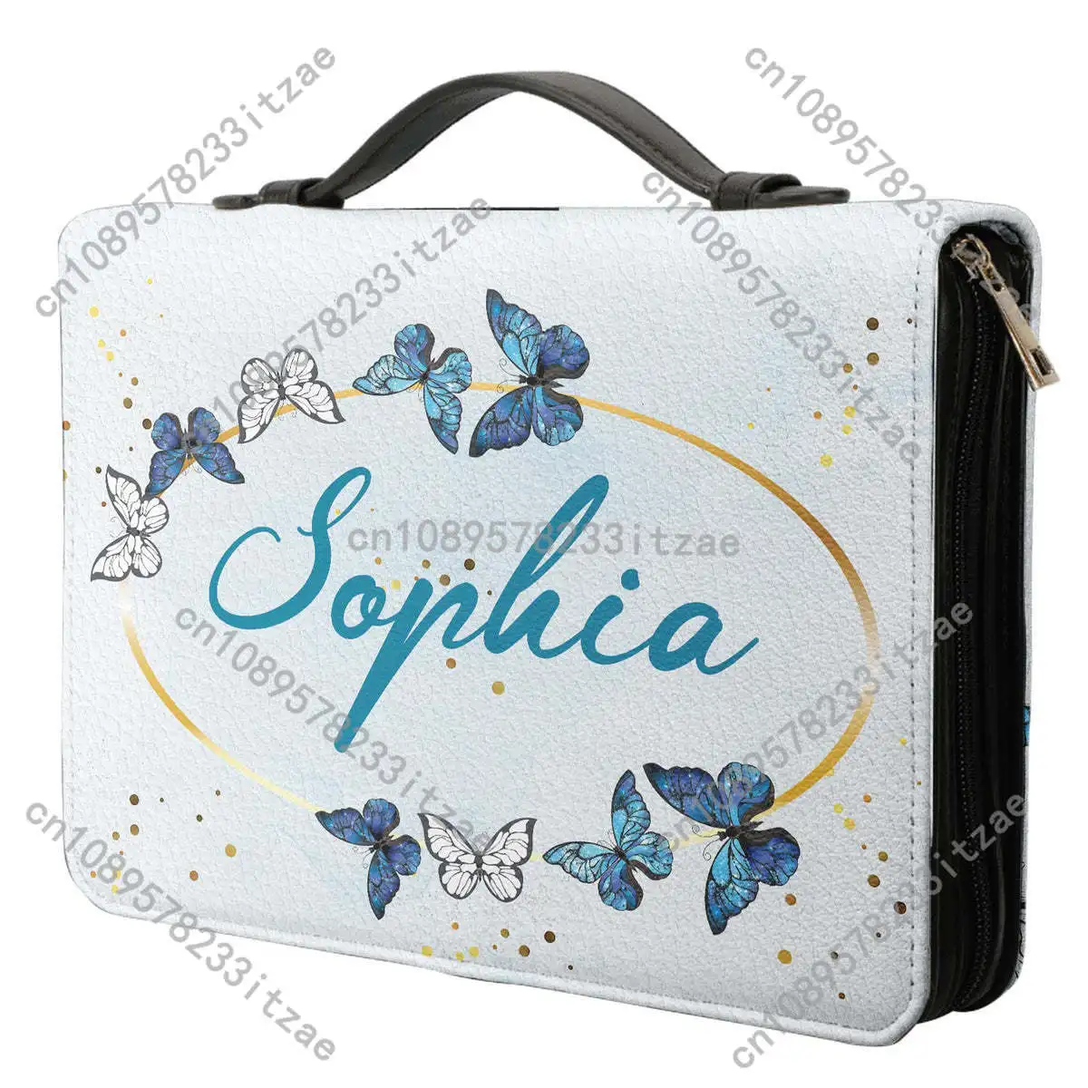 2024 المرأة شخصية الكتاب المقدس حقيبة الصليب الفراشات تصميم الكتاب المقدس غطاء حافظة بولي Leather الجلود حقيبة حمل مقدسة واقية حقيبة يد الهدايا #3