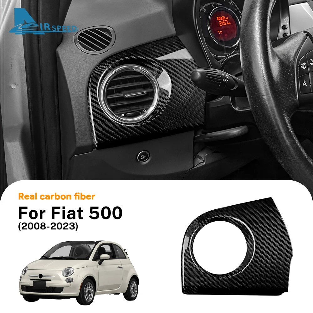 

Наклейка из настоящего твердого углеродного волокна для Fiat 500 2008-2016 2017 2018 2019 2020 2021 2022 2023 Панель выхода воздуха со стороны водителя автомобиля с левым рулем