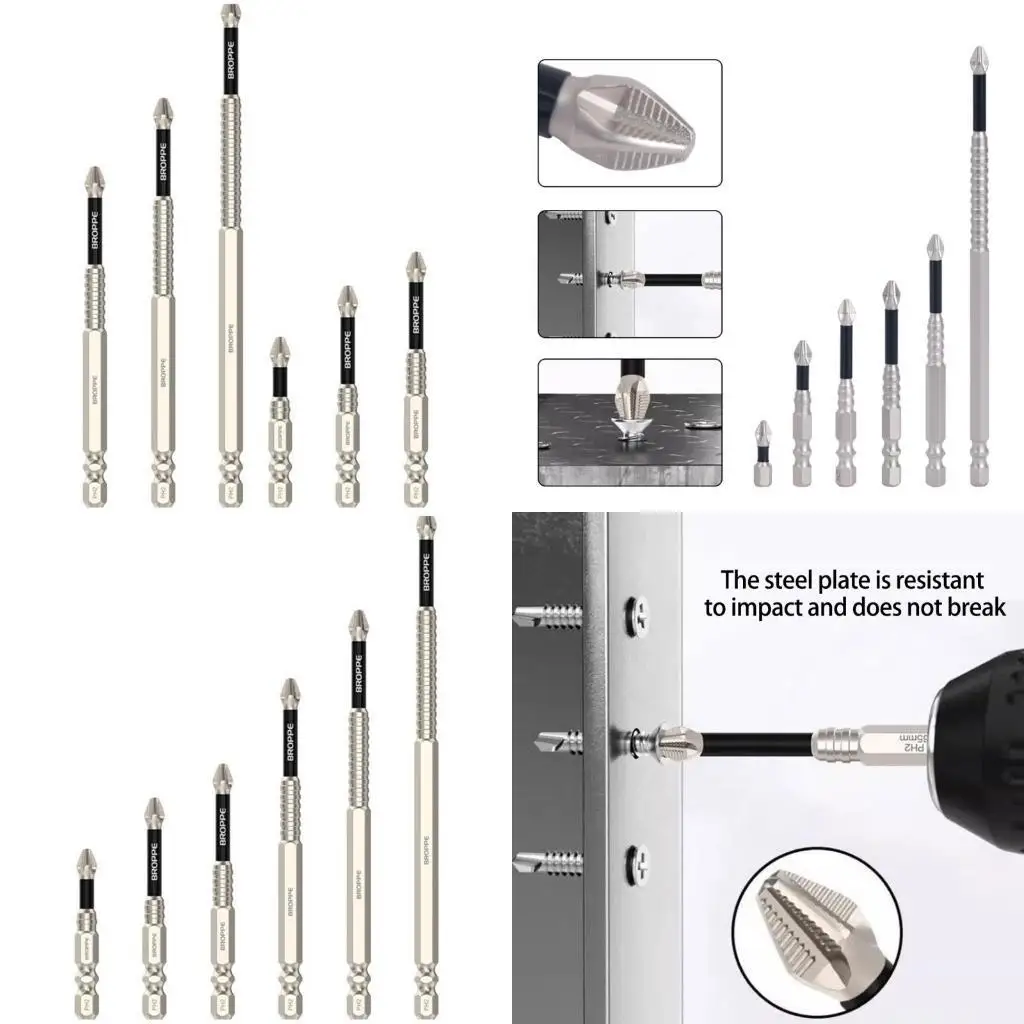 

652F 6Pcs K5 Screwdriver Bit Set 1/4inch Shank Antislip Crossing Head Screw Driver Drill Bit Crossing