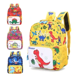 Mochila con nombre personalizado para niños y niñas de 1 a 6 años, mochila escolar ligera bordada con dibujos de dinosaurios, guardería