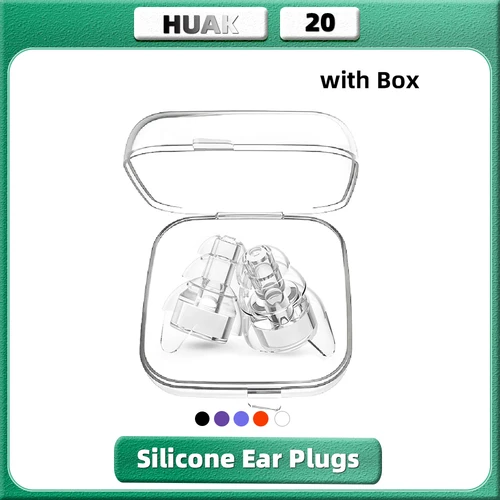 Imagen 1 del producto Tapones para los oídos de silicona de alta fidelidad HUAK, tapones para los oídos reutilizables con reducción de ruido y protección auditiva con estuche para conciertos y músicos