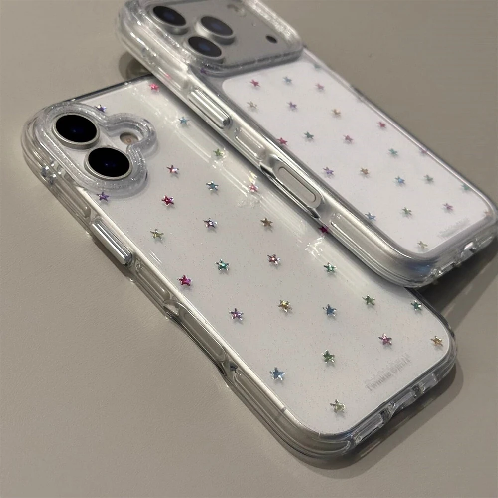 Glitzernde, glänzende Sterne, IMD-Transparente Rückseite für iPhone 17 16 18 Pro Max 13 14 15 Promax, INS-Schutz, stoßfeste Handyhülle – Detail 22