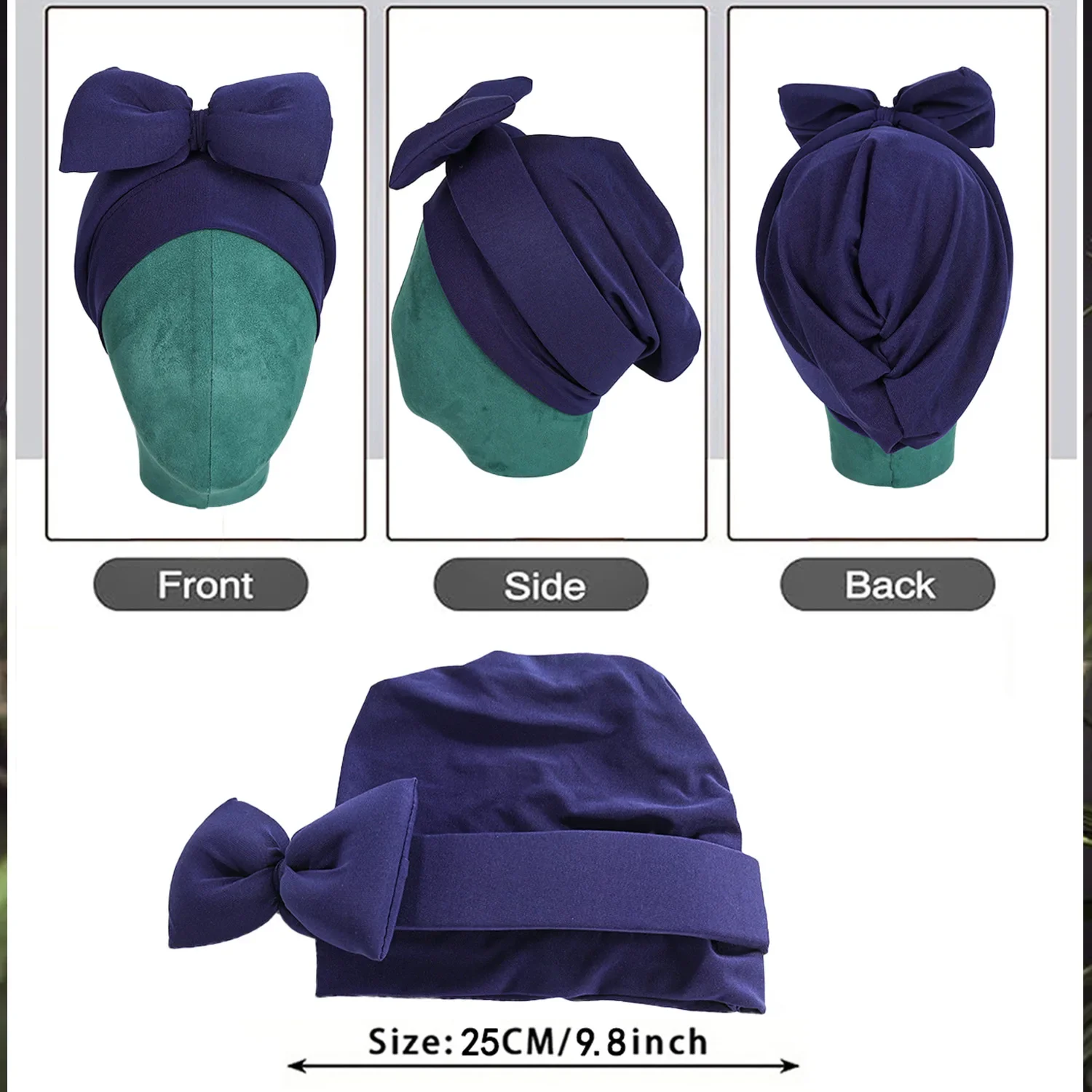 New Bowknot Turban for Women Head Wrap Solid Color Fashion India Hijab Hat Chemo Cap Ladies Muslim Hair Loss African Head Wrap
