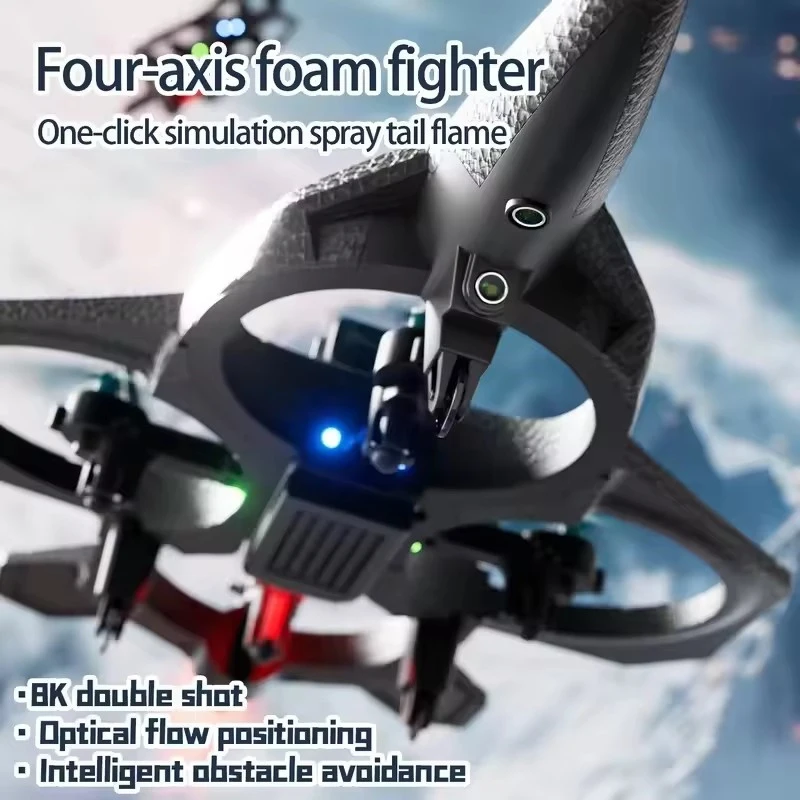 8K Obstacle Avoidance WIFI FPV RC Fighter Model 3D Roll Smoke Emission Fixed Height Remote Control Screen Plane Aircraft Toy