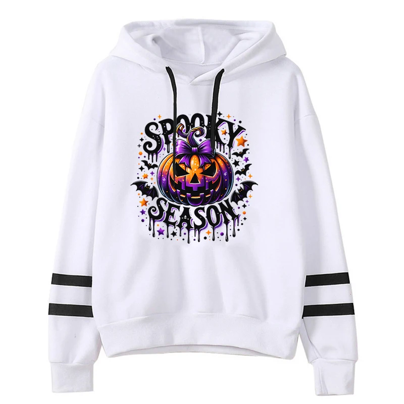 New Halloween Pumpkin Spooky Season Print Hooded Hoodie For Women Fashion Casual Sports Sweatshirts Ladies Pullovers Hoodie Tops