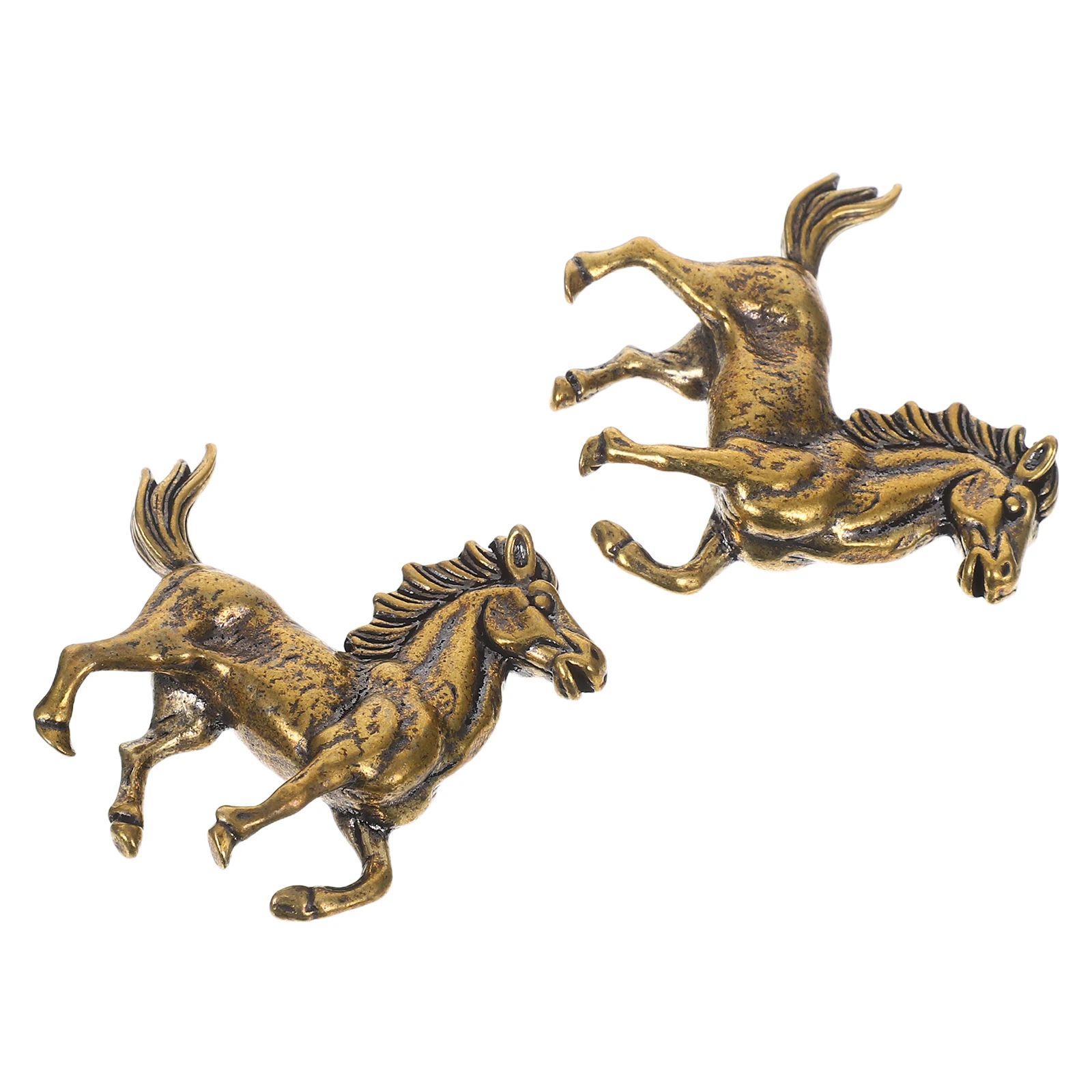 2pcs Brass Horse Statue Sculptures Vintage Chinese Zodiac Home Office Decor Figurines Cabinet Bookshelf Statues Feng Shui