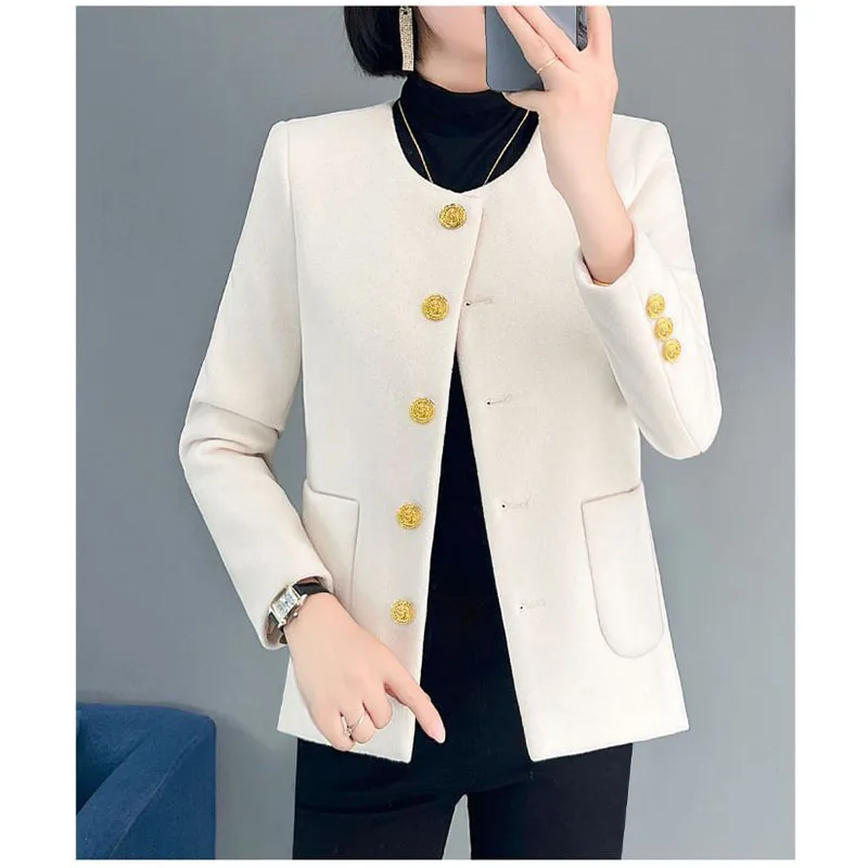 

Xiaoxiangfeng пальто женское 2026 весна осень новая мода шерстяная куртка в западном стиле корейский женский костюм пальто пальто с круглым вырезом