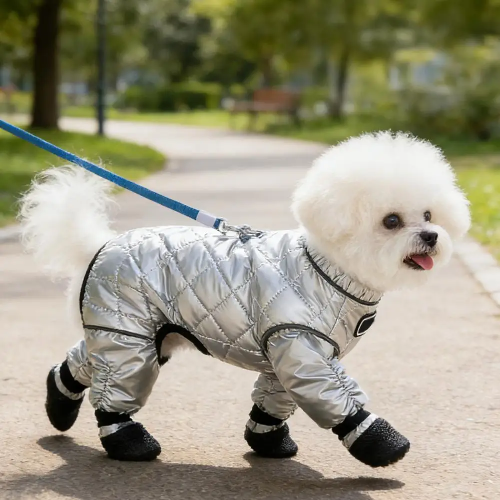 Dog Snow Suit Full Body Dog Jacket Reflective Quilted Jumpsuit Thermal Dog Snowsuit with Paw Protectors Warm Winter Coat for Col - view 2