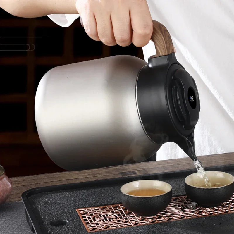 Large Capacity Tea Pot with Filter Net Thermal Insulated Kettle for Brewing Chinese Tea 316 Stainless Steel Display Temperature