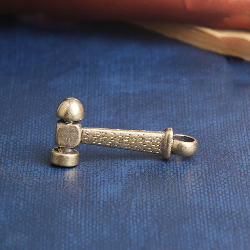 Pure Copper Small Hammer Handmade Key Chain Pendants Brass Mini Tool Car Keychain Hanging Jewelry Couple Gifts DIY Keyring Parts