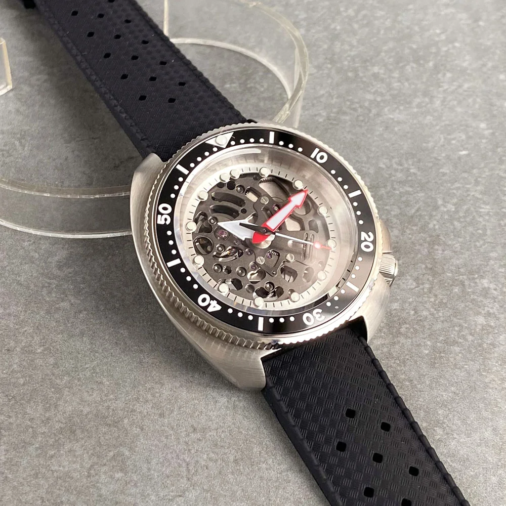 タンドリオ NH72 ムーブメント ダイブ メンズ モダン機械式時計 120 クリック ベゼル 3.8 クラウン発光中空ダイヤル サファイア ラバー ストラップ