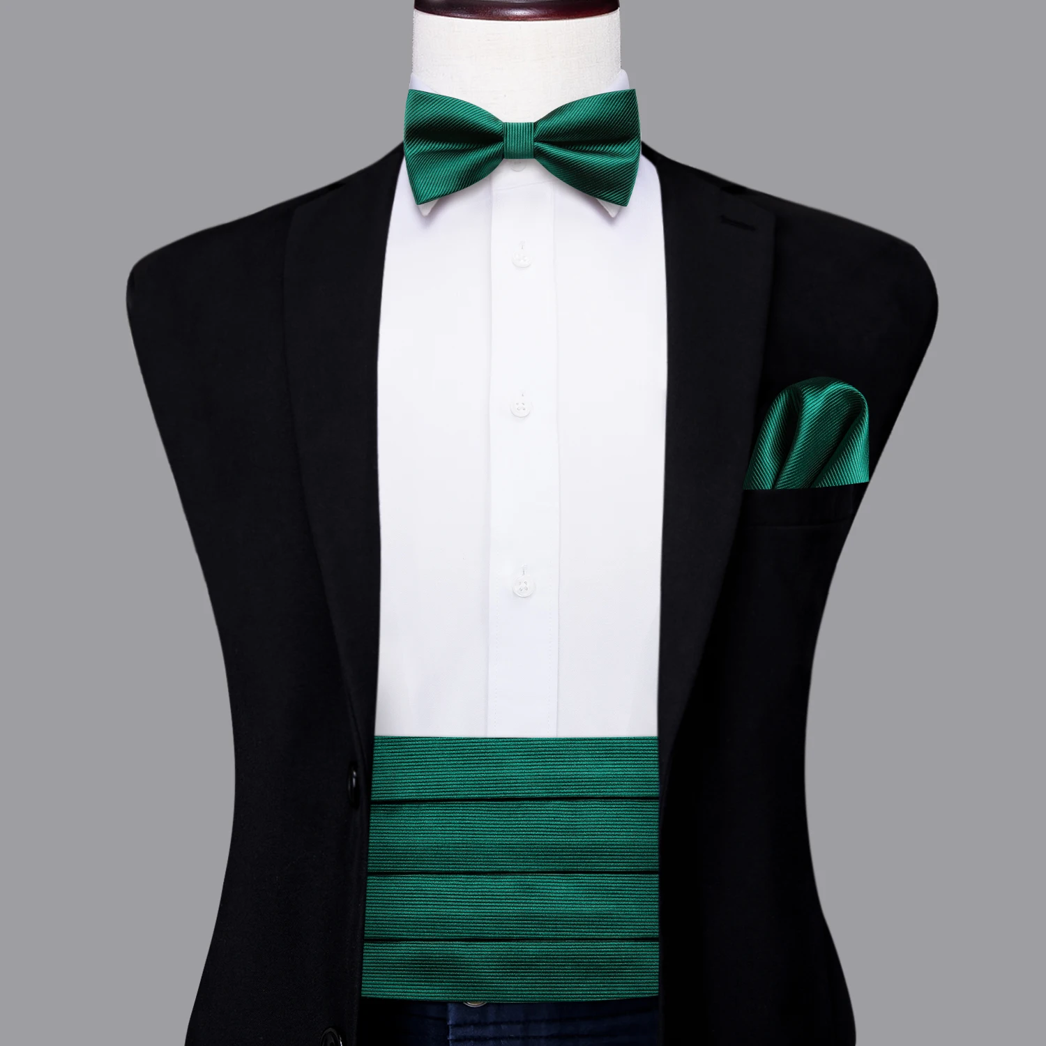 Cummerbunds masculinos de seda verde oi-tie, gravata borboleta floral jacquard formal vintage, espartilho de cinto de abotoaduras para banquete de baile masculino