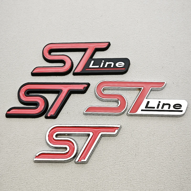 Insignia trasera con logotipo ST STLine cromado de Metal 3D, emblema de guardabarros lateral para Ford Focus Fiesta MK3 4 7 8 Mondeo Kuga, accesorios de estilo de coche
