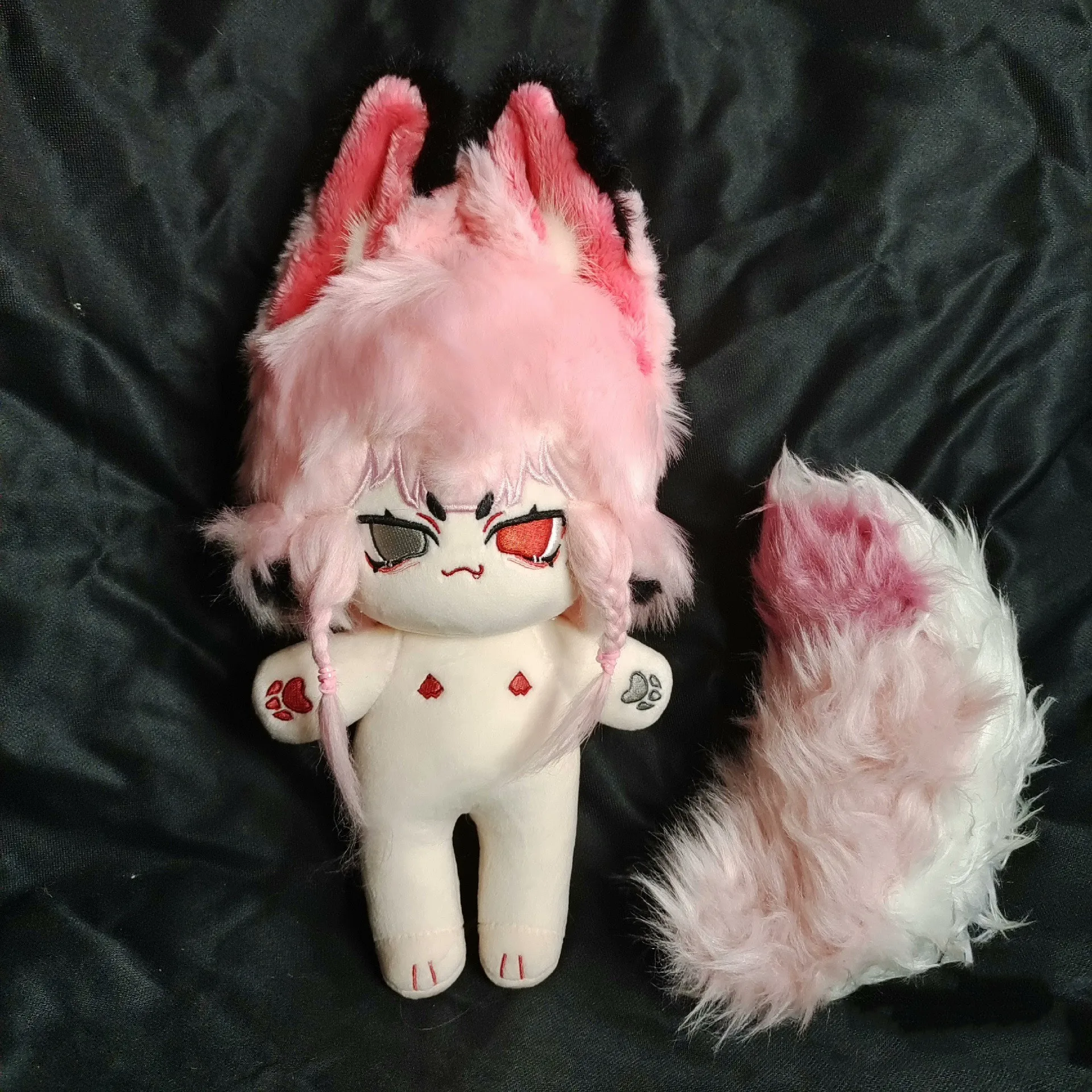 Anime Gui Hu Tao Qu Pink Fox Tail Monster peluche 20cm lindo Adorable peluche algodón almohada muñeca cuerpo Cosplay juguete para niños