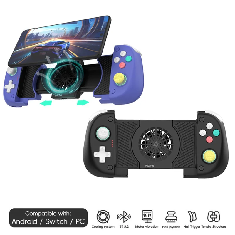 وحدة تحكم لاسلكية بلوتوث Top-X3 مع مروحة تبريد عصا تحكم مزدوجة القاعة لهاتف PUBG Mobile للتبديل/OLED لأجهزة Android/IOS PC